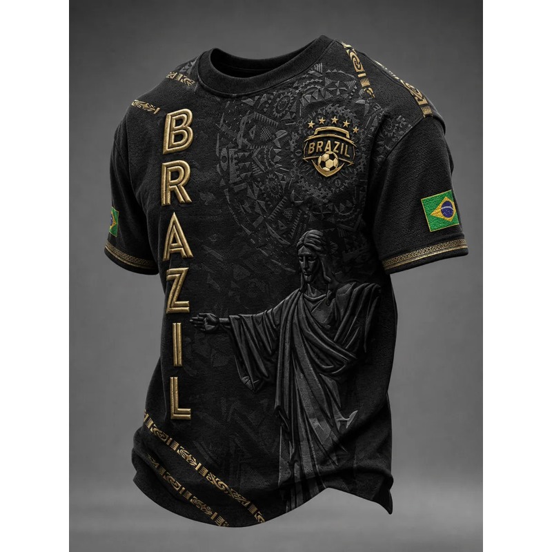 3D Printing Gold - T-shirt Nera Stile Street Brasiliano con