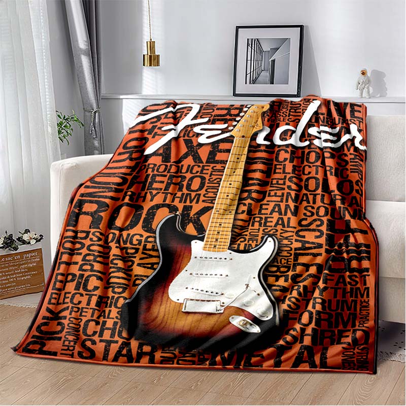 3D Printing Guitar - Coperta in Flanella con Motivo Chitarra